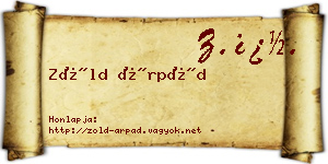 Zöld Árpád névjegykártya